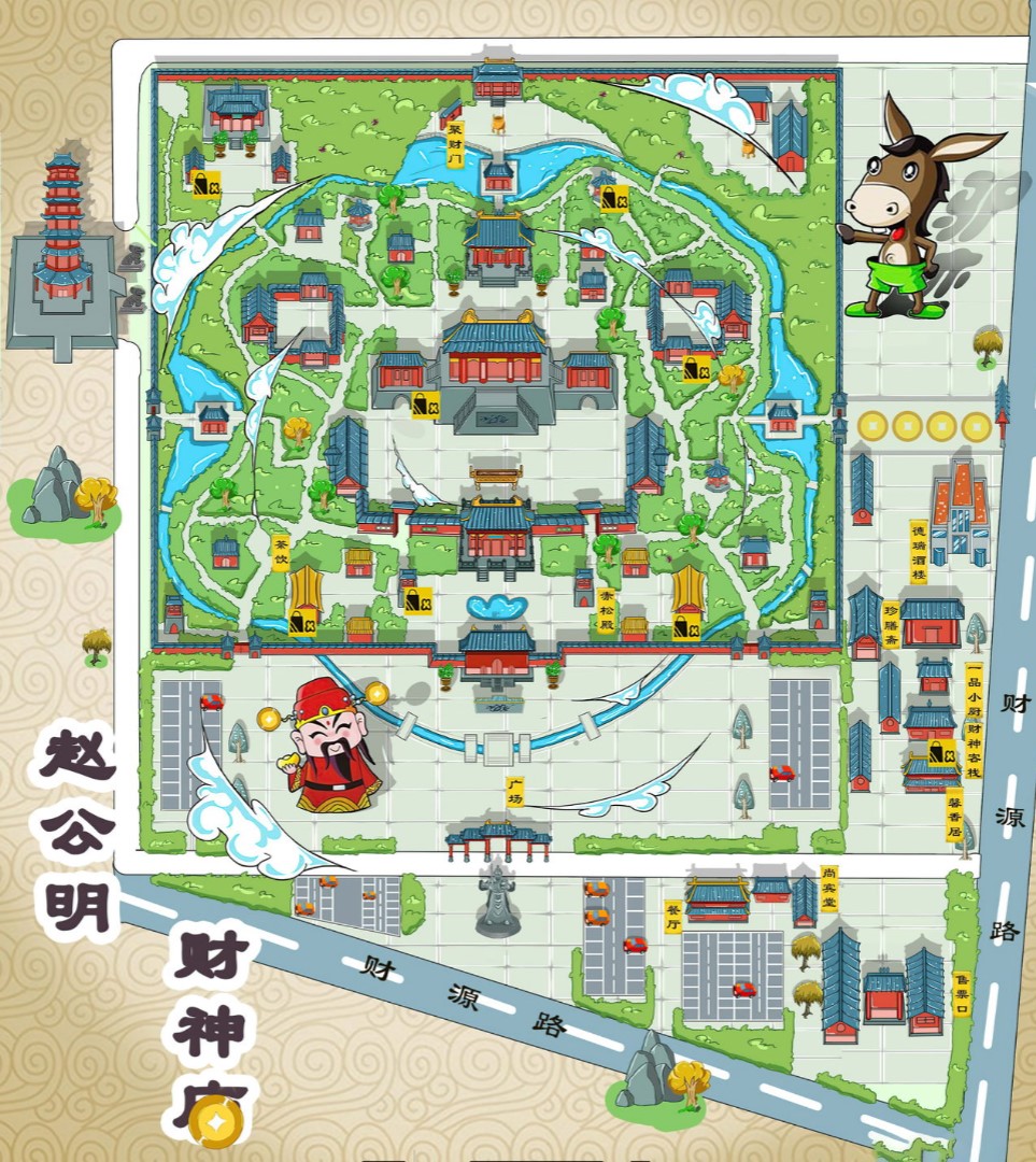沁阳寺庙类手绘地图
